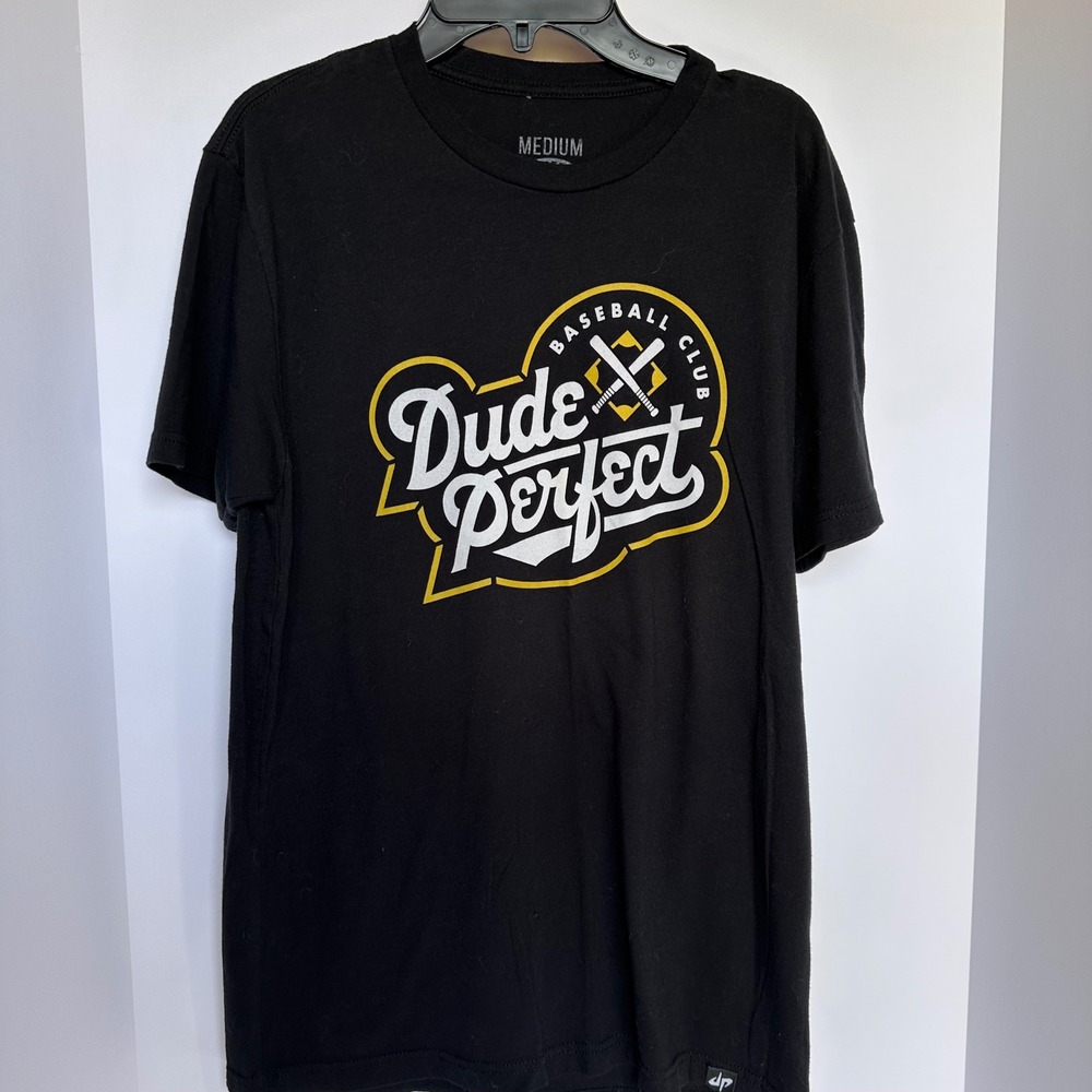 Dude Perfect Baseball‎ Club T-Shirt Black Medium Crew Neck Short Sleeve Tee